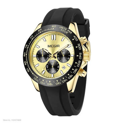 MEGIR men’s watch, luxury brand, quartz sports watch, stainless steel bracelet, water-resistant, chronograph, wristwatch