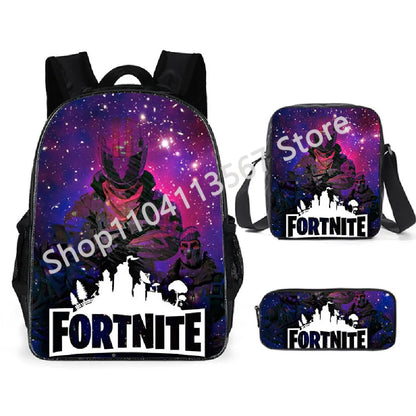 Fortnite Kids 3pcs Backpack Set Women Backpacks Office Stationary for Teenage Girls Boys Laptop Backpack Casual Travel Rucksack