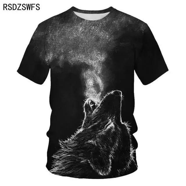 3D Fierce Animal Printed Men's Clothing Casual Fashion Wolf Pattern Short Sleeve Pullover Outdoor Daily Trend T-shirts For Men
