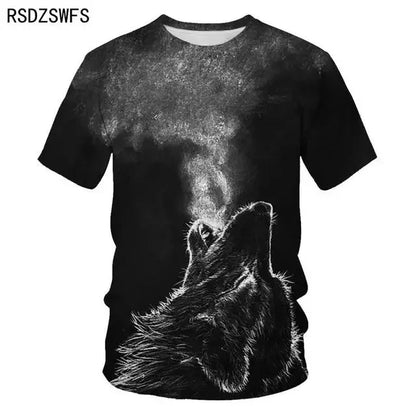 3D Fierce Animal Printed Men's Clothing Casual Fashion Wolf Pattern Short Sleeve Pullover Outdoor Daily Trend T-shirts For Men