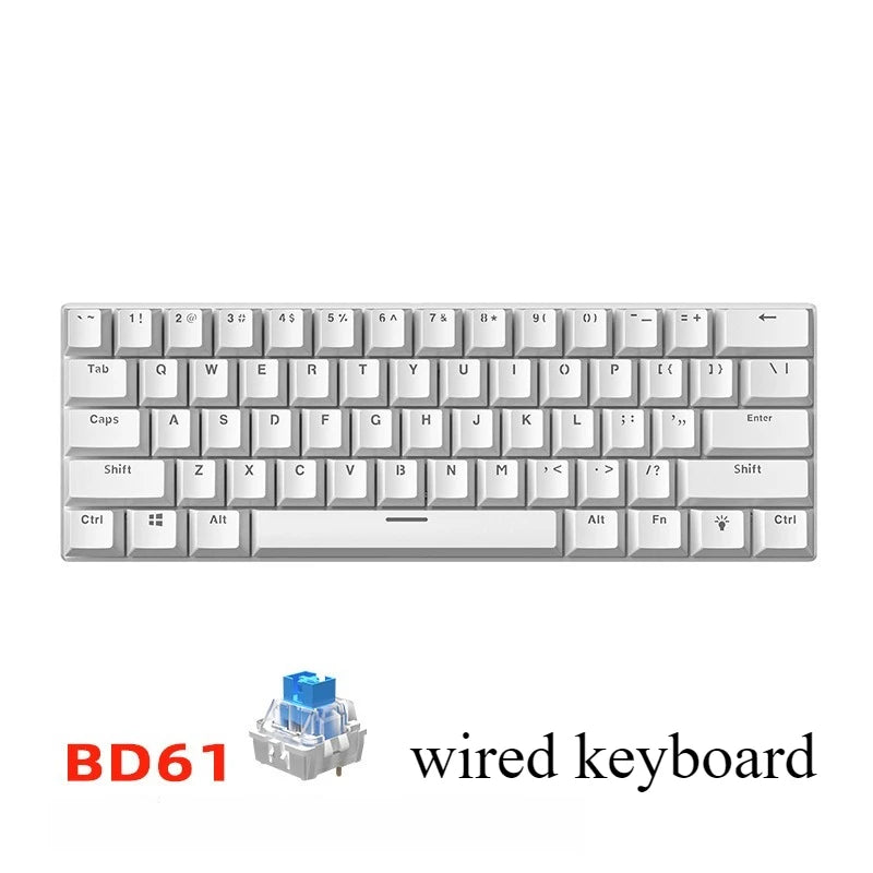 Mechanische 60%-Gaming-Tastatur, Gamer-Keyboard, mechanische Tastaturen für PC, Laptop und Büro, Mini-Keyboard, Klavye, Tasten, weiß