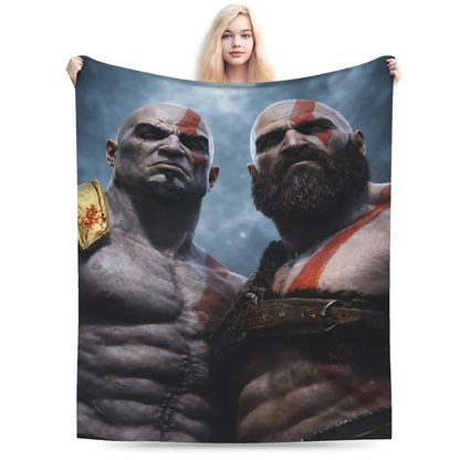 God of War Game Gamers Kratos Blanket  Soft Warm Funny Plush Throw Blanket For Home Decor Travel Flannel Bedspread Bed Cover