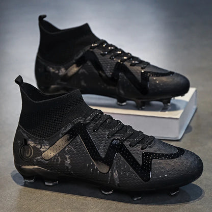 Chaussures de Football professionnelles FG/TF pour adultes, bottes de Football à longues pointes antidérapantes, crampons à cheville haute pour jeunes enfants, baskets de Football en herbe ﻿