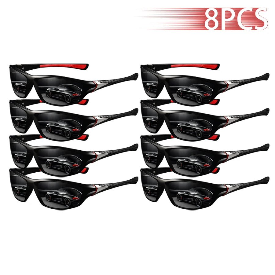 8PCS Fashion Vintage Driving Fishing Cycling  Eyewear Sports Sunglasses Men Women Running Mountaineering Sport Sun Glasses
