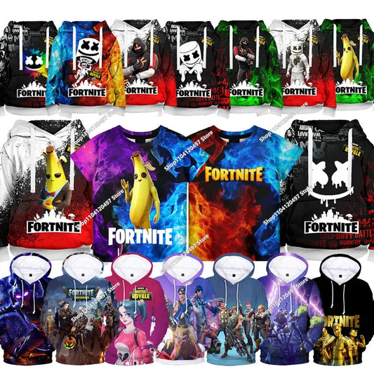 Sweatshirt infantil com capuz, estampado digital 3D Fortnite, novo, moderno e casual, presente de aniversário