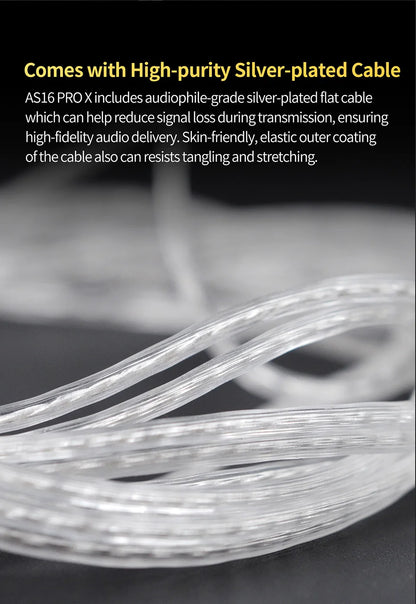 KZ AS16 PRO X HiFi In-Ear Monitor Earphones – 8 Balanced Armature Drivers Wired Headphones with Microphone