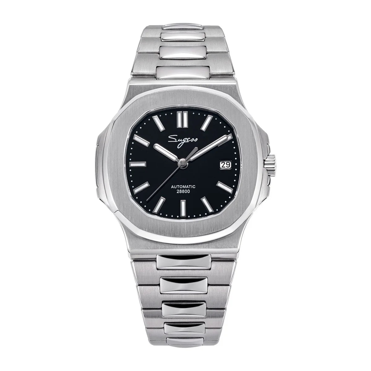 Reloj de hombre Sugess automático mecánico, movimiento Miyota 9015, esfera MOP, luminoso, resistente al agua 5bar, brazalete de lujo S466