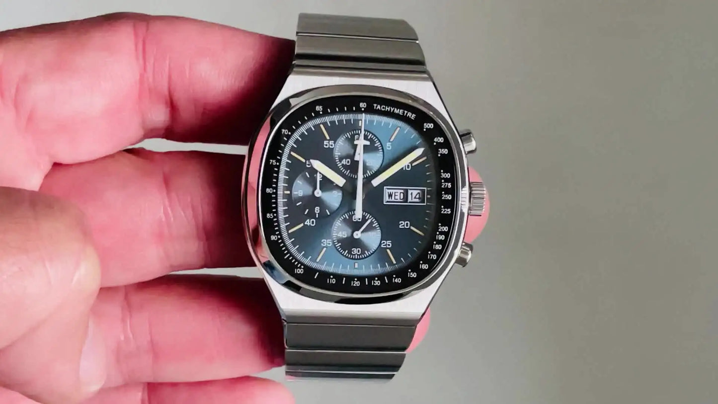 Hruodland New 2025 New 0S00 Retro Men's Quartz Chronograph Sapphire Stainless Steel Waterproof 5Bar Luminous C3 Men's Watch
