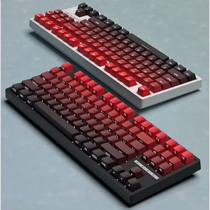 Novas Keycaps para Teclado Mecânico Gaming 60/64/84/98/108 com Switch MX, 135 Teclas OEM PBT, Gravação Lateral, Gradiente Vermelho e Preto