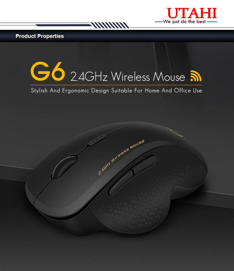 UTHAI G6 Laptop Accessories Ergonomic Design 2.4G Wireless Mouse Business Office Gift Smart 6-Button Gaming Mouse