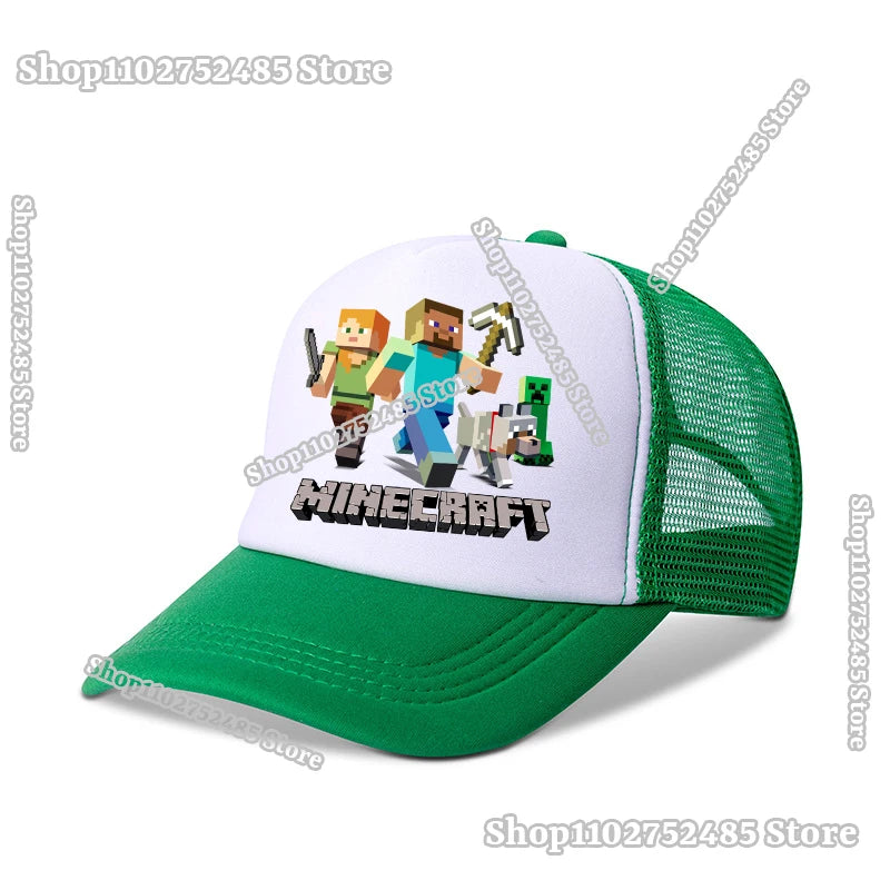 Cartoon Pixel Block Peaked Hat Baseball Caps Summer Sunhat Bonnets Minecrafteds Beanies Adult Headwear Kid Accessories Sportscap