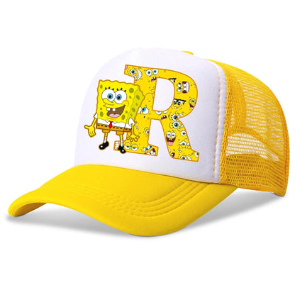 New Spongebob Children Baseball Caps Kawaii Cartoon Letter Printed Hat Kids Casual Sun Hat Adjustable Peaked Cap Birthday Gifts