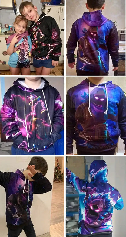 Суитшърт с качулка за момчета Fortnite Cool Heroes Cosplay, детски дрехи с анимационен дизайн, пролетно-есенно бебешко палто, детско яке с качулка