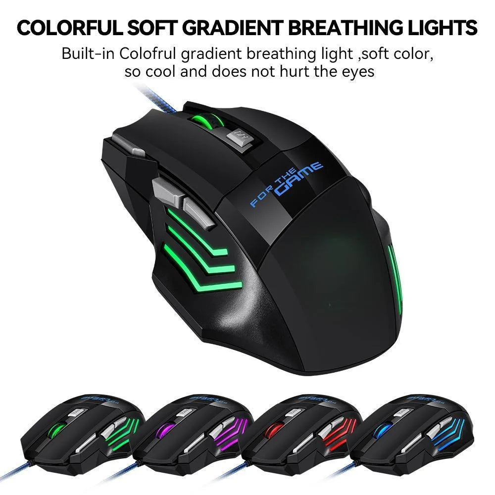 1 mouse da gaming USB Hyperspeed nuovo per PC, retroilluminato RGB, ergonomico, mouse da gaming 7D per eSport, cablato, per laptop e PC gamer