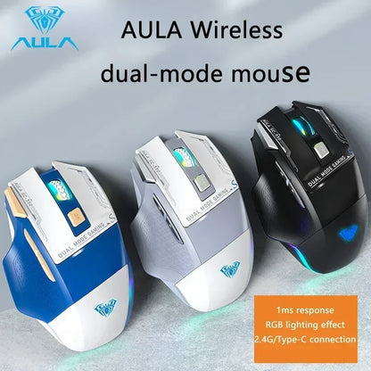 AULA SC550 bežični gaming miš, dvostruki način rada, punjivi svjetleći mehanički gaming miš za stolno/prijenosno računalo, e-sports USB miš