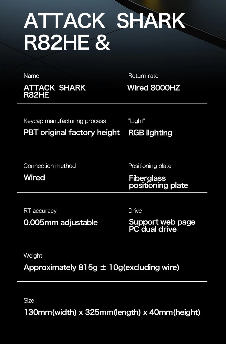 Attack Shark R82HE Wired RGB Magnetic Switch Keyboard, 256K Scan Sampling Rate, 0.005RT Accuracy 8K Return Rate