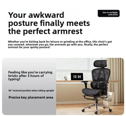 Ergonomic Office Chair Reclining with Footrest, High Back Computer Desk Chair with Lumbar Support, Adjustable Swivel Office Chair for Home Office & Gaming