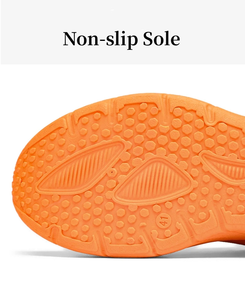 Fashion Platform Men's Running Shoes Trendy Casual Knit Breathable Orange Sneakers Men Outdoor Sports Non-slip Jogging Shoes Man
