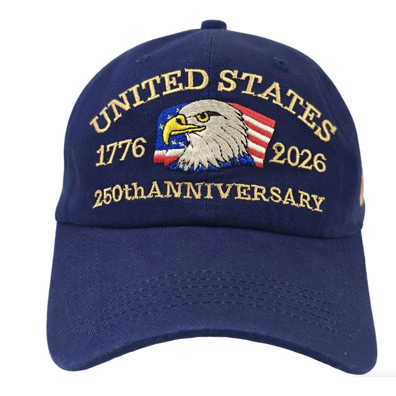 1pc United States 250th Anniversary Baseball Caps for Women,Washed Retro Design,Handmade Embroidery Hat for Parties,Adjustable