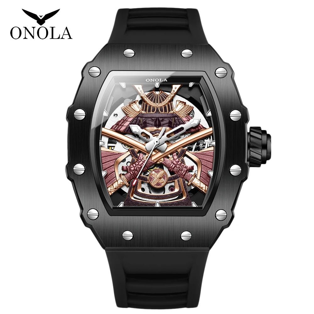 ONOLA Luxury Men Automatic Mechanical Watch Waterproof Watch Luminous Barrel Shape Military Sports Wristwatch Relogios Masculino