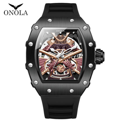 ONOLA Luxury Men Automatic Mechanical Watch Waterproof Watch Luminous Barrel Shape Military Sports Wristwatch Relogios Masculino