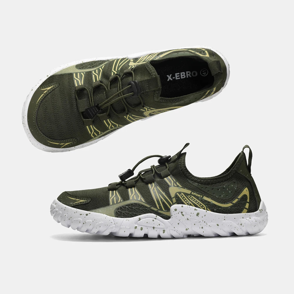 Oiaano Wide Barefoot Men's Sports Shoes Black Mesh Knit Ultra Light Breathable Leisure Working Jogging Outdoor Soft Sole Zero Drop