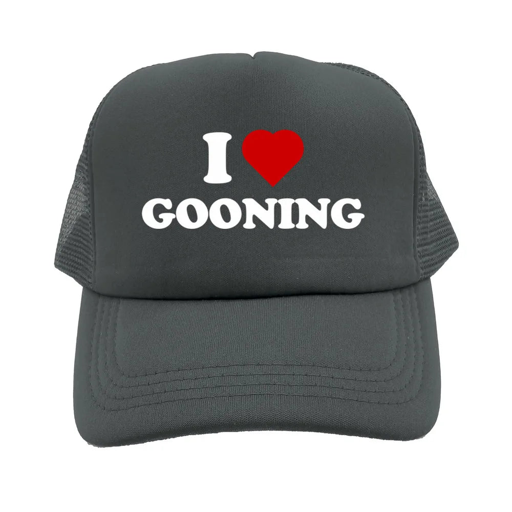 Забавни бейзболни шапки „I Love Gooning“ – готини летни мъжки шапки от мрежа, хумористични шапки тип „тракър“, унисекс шапки от мрежа за външни дейности MZ-080