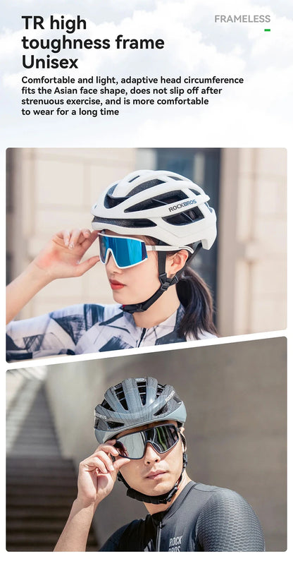 ROCKBROS Cycling Glasses Polarized Photochromic Anti-Fog Sunglasess Windproof Goggles Sport MTB Road Bike Shades