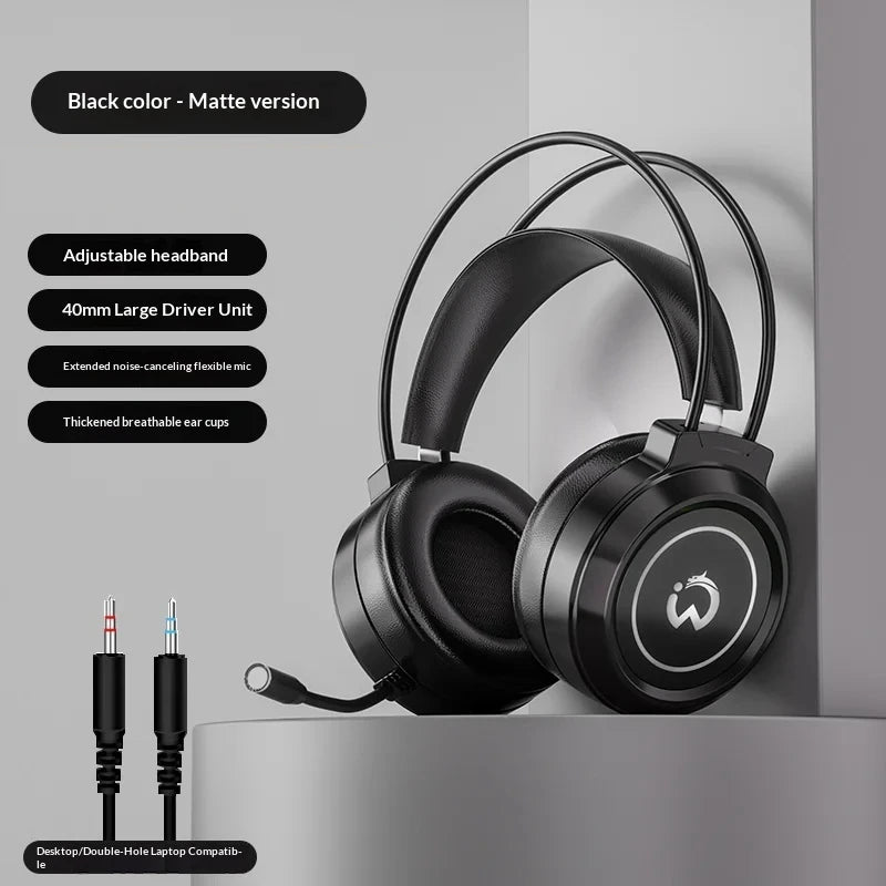 Casque de jeu filaire Paw Hunter T9 avec microphone et éclairage RGB, son surround virtuel 7.1, casque supra-auriculaire pour PC, ordinateur portable et jeux.