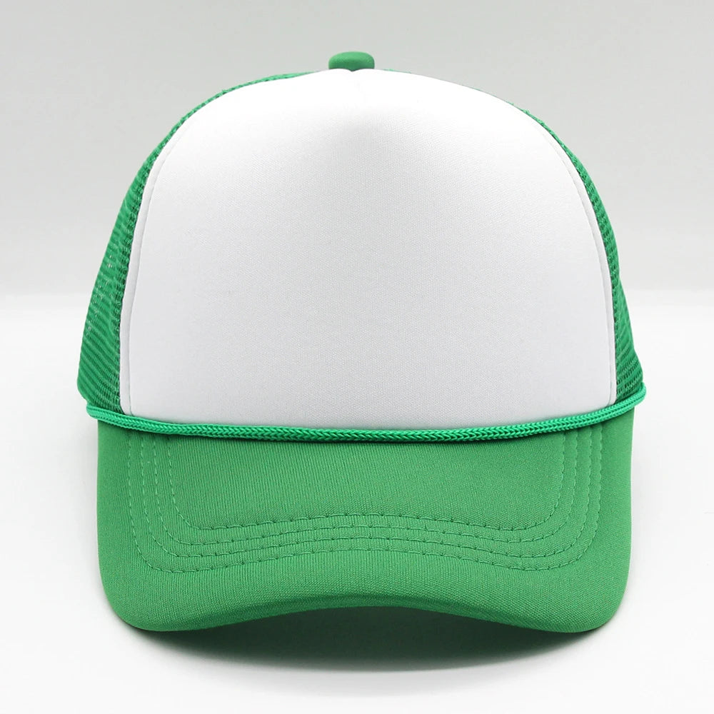 5 panel Trucker Caps Men Women Plain Blank Foam Mesh Baseball Cap With Rope Summer Breathable Outdoor Sport Sun Visor Hats