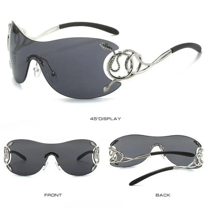 KLASSNUM Y2K Vintage Women's Luxury Sunglasses Gradient SunGlasses Men Rimless Pilot Goggles Uv400 Unisex Glasse for Spicy Girl