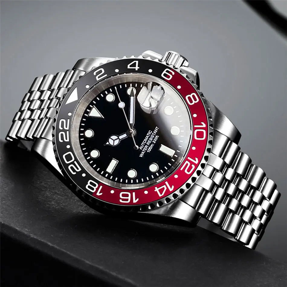 Reloj automático para hombre Miyota8215 resistente al agua 200m, reloj de buceo 40mm, movimiento mecánico, luminoso, correa Jubilee y hebilla Glide Lock