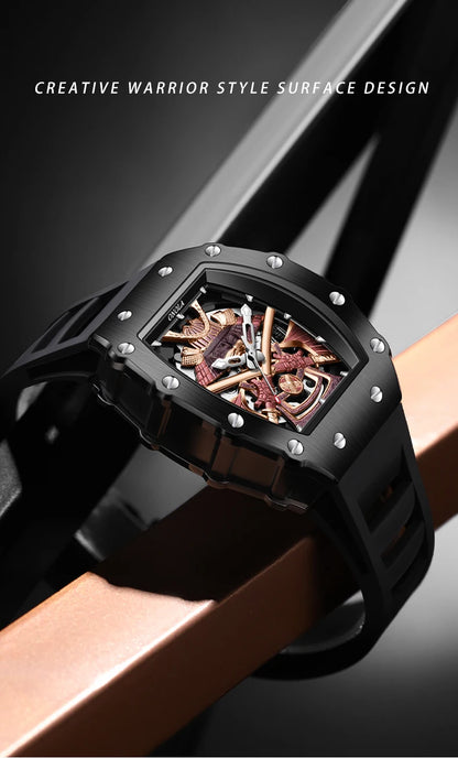 ONOLA Luxury Men Automatic Mechanical Watch Waterproof Watch Luminous Barrel Shape Military Sports Wristwatch Relogios Masculino