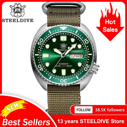 STEELDIVE Brand Classic Design SD1972 45mm Case Ceramic Bezel Sapphire Glass NH36 Automatic Movement Day and Date Sports Watches