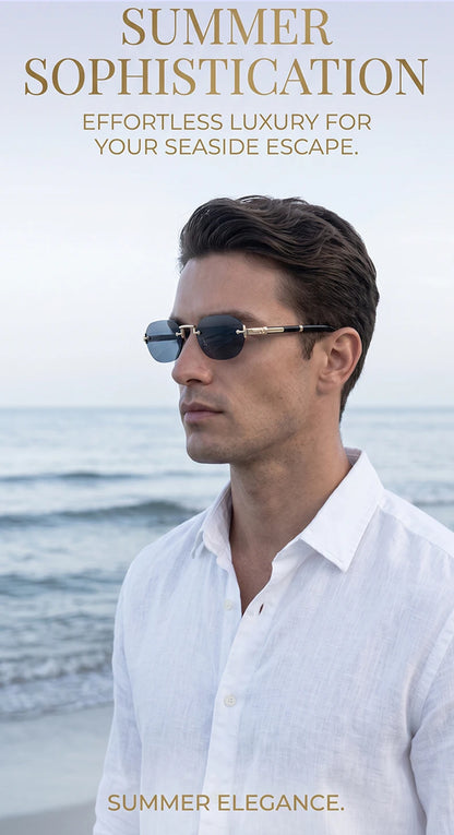 Square Rimless Punk Sunglasses Men 2026 Luxury Designer Vintage Small Frameless Sun Glasses Male Eyewear Hip Hop Outdoor Shades