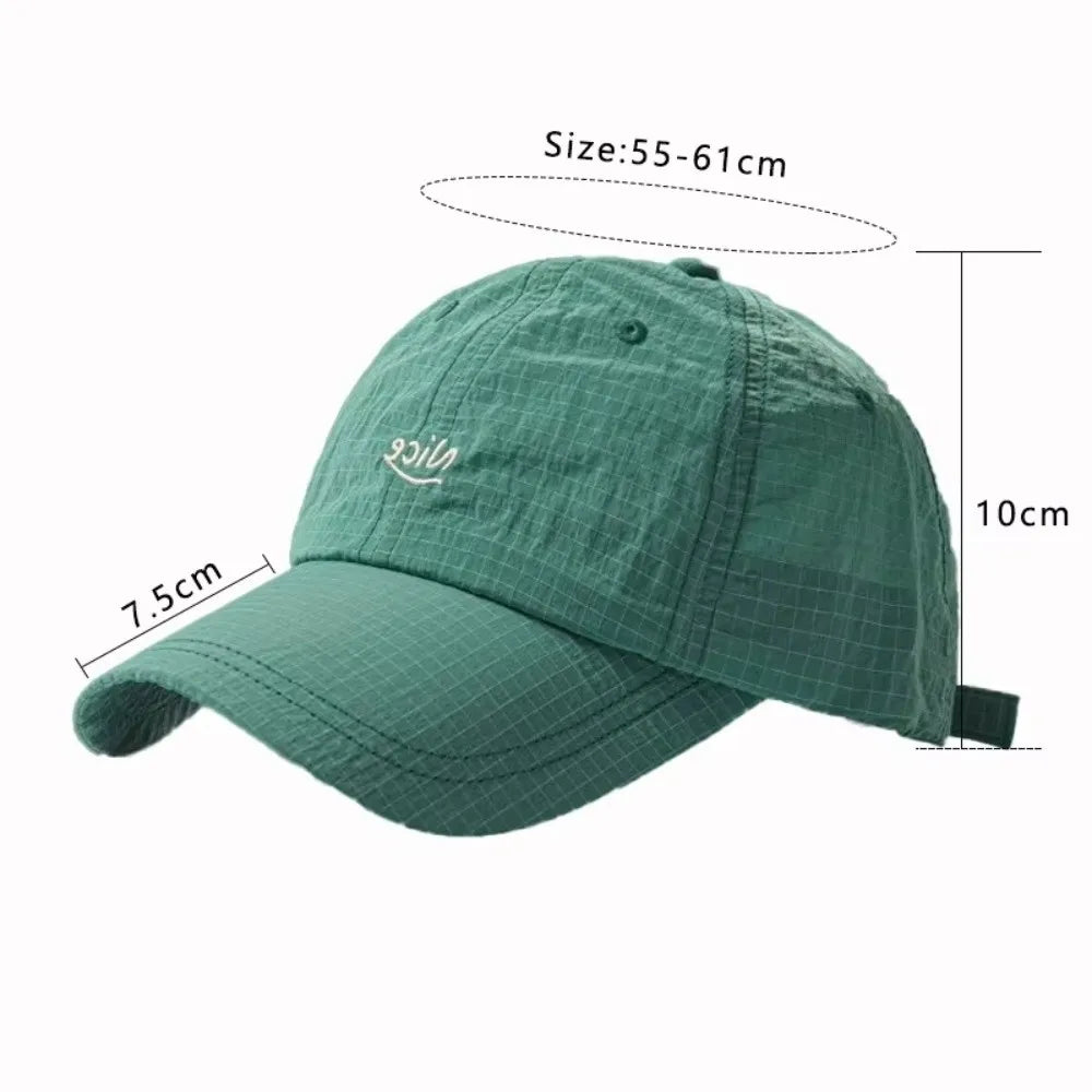 Fashion Plaid Thin Sun Cap Quick-drying Letter Embroidery Sports Running Cap Adjustable Breathable Summer Cap Men Women