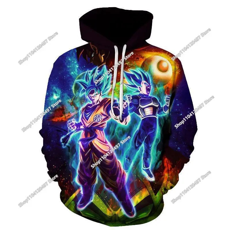 Sweatshirt com capuz Dragon Ball para rapazes e raparigas, novo modelo de outono e inverno, criativo, largo e versátil