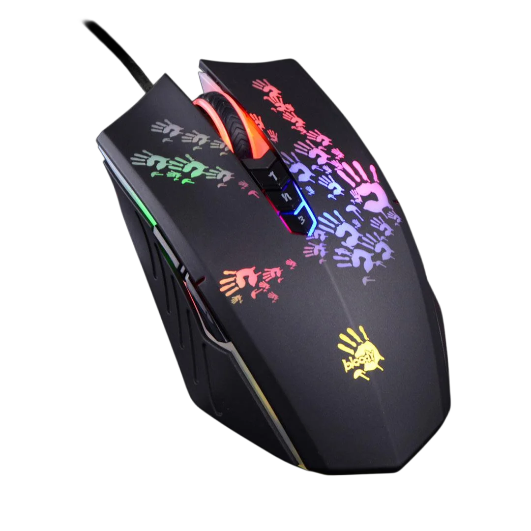 A4Tech Bloody A60 Gaming Mouse,RGB Mouse,Drag Click , 6200 CPI, 8 Macro Keys, X'Glide Metal Boot, 1000 Hz Adjustable