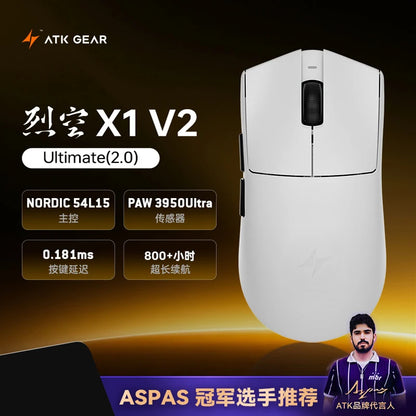 ATK Blazing Sky X1 V2-serien trådlös mus med dubbla lägen Paw 3950ultra 8k återrapporteringsfrekvens anpassad ergonomi e-sport gaming kontorsmus