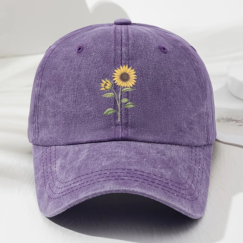 Gorra de béisbol tipo «dad hat» con estampado retro de girasoles, ideal para deportes al aire libre, pesca y acampada, gorra de senderismo