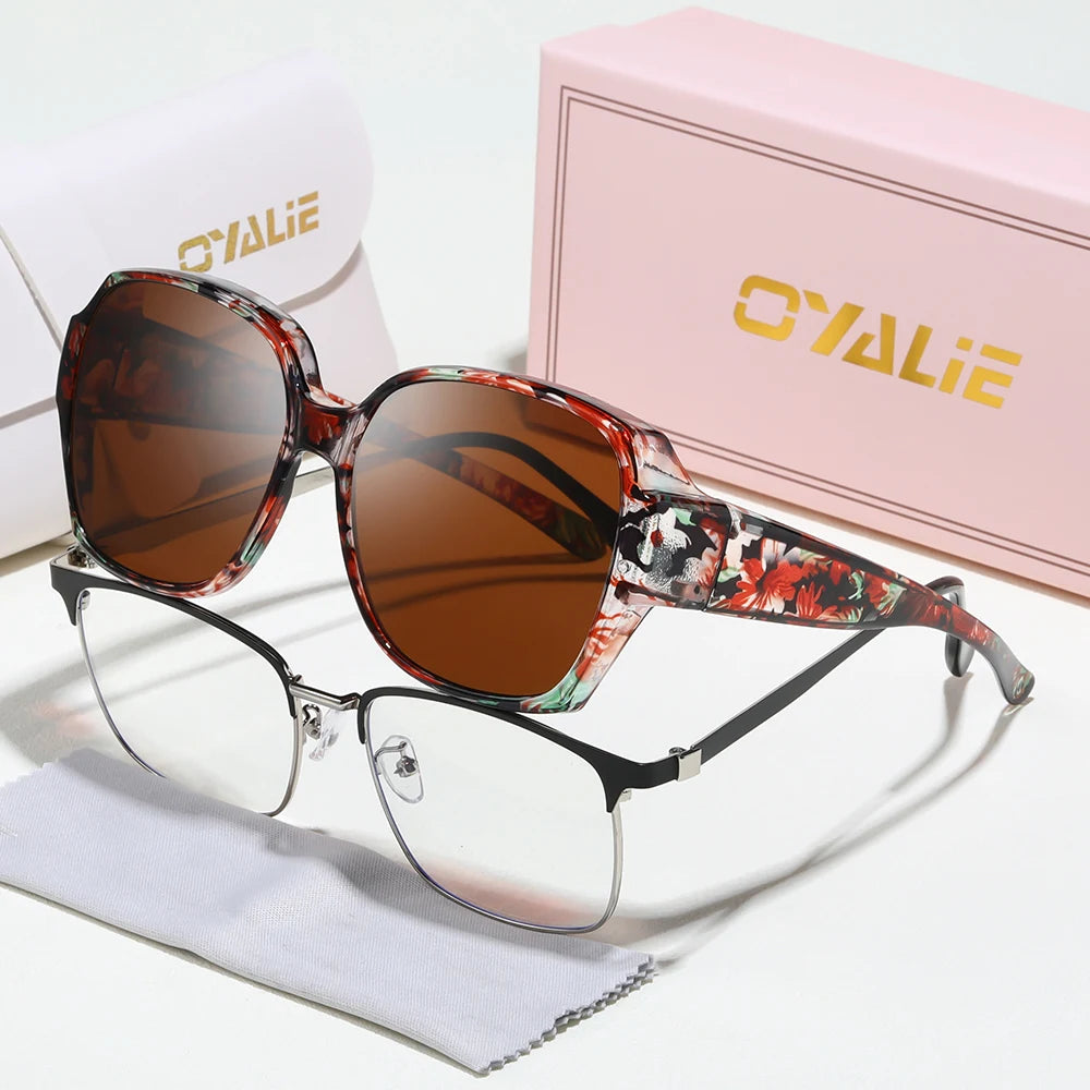 Oyalie Oversized Patterned Frame Sunglasses, a Pair of Glasses Specifically Designed for People with Nearsightedness, That Can Be Worn Directly over Prescription Glasses, Perfectly Solving the Problem of Nearsighted People We