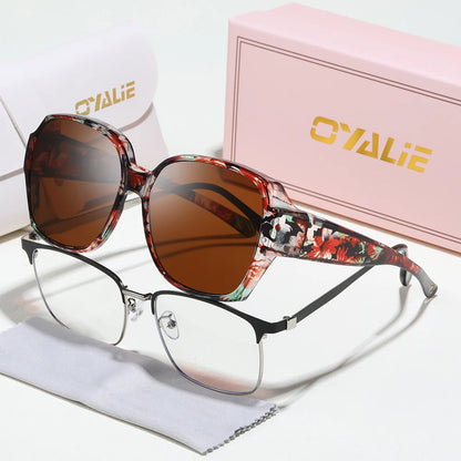 Oyalie Oversized Patterned Frame Sunglasses, a Pair of Glasses Specifically Designed for People with Nearsightedness, That Can Be Worn Directly over Prescription Glasses, Perfectly Solving the Problem of Nearsighted People We
