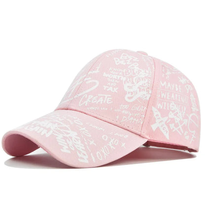 Trendige Unisex-Baseballkappe mit Graffiti-Print – Bunte, bemalte Schirmkappe