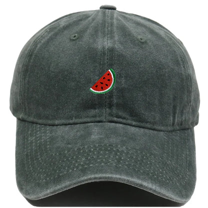 Printed Watermelon Baseball Cap Men's Washed Soft Top Retro Dad Hats Women's Casual Versatile Fashion Trend Duck Tongue Caps