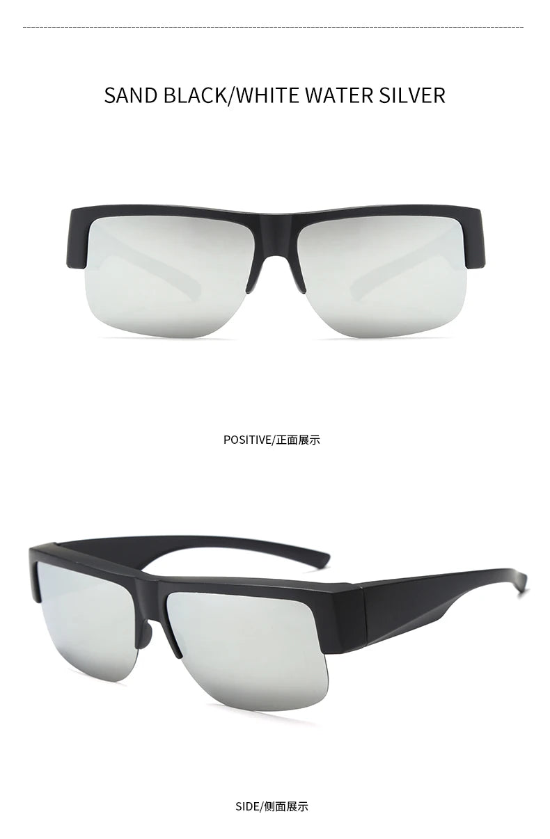 Men For Polarized Sunglasses Myopia Wear Over Prescription Glasses Photochromic Black Lens Half Frame Glasses Vintage Eyewear