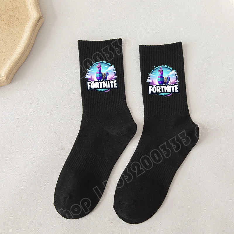 Fortnite Socks Cartoon Game Character Long Sock for Kids tudents in Spring and Autumn Solid Color Cotton Socks Birthday Gifts