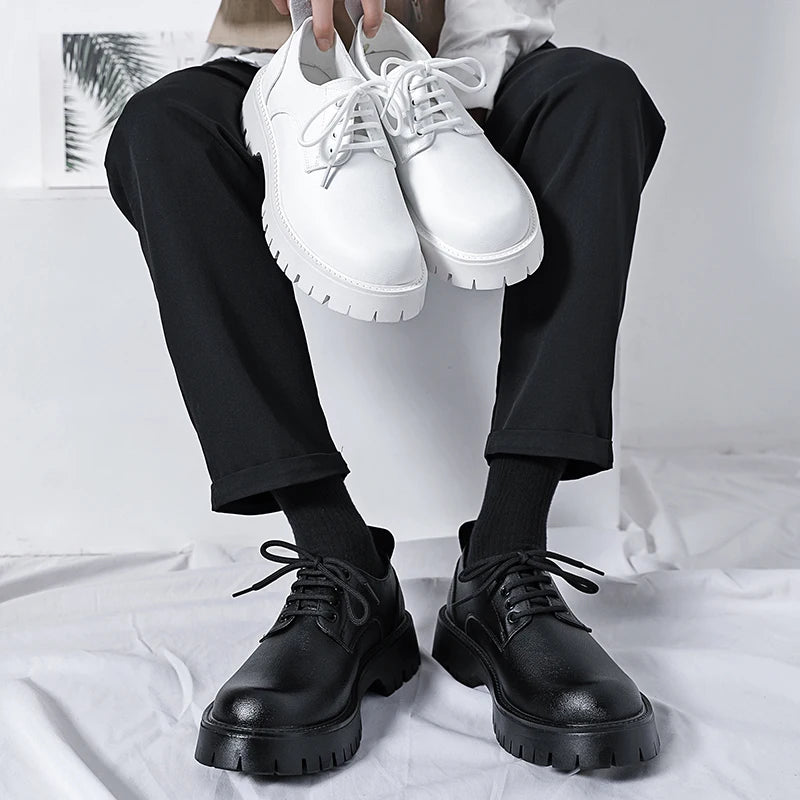 White Lace-up Oxford Shoe Men Fashion Men's Leather Sneakers Breathable Casual Loafers Shoes Mens Designer Men Comfortable Shoes