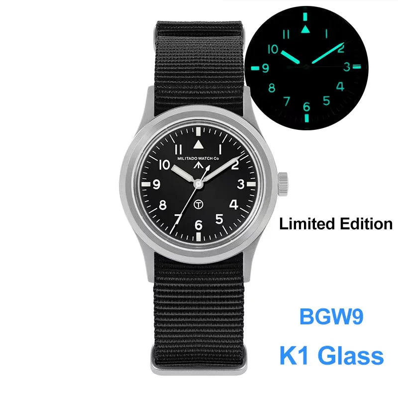 Militado ML14 Limited Edition Quartz Watch VH31 Sweep Second Quartz Movement Watch Sapphire Crystal BGW9 C3 Luminous Men's Watch