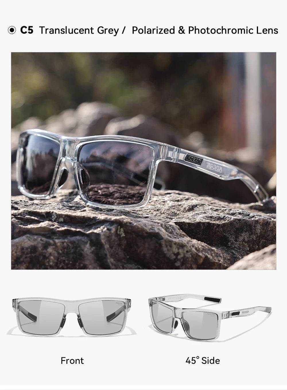KDEAM Oversized Men's Sunglasses Polarized TR90 Big Size Sun Glasses Width 160mm Protective Case Included KD0737 MAX