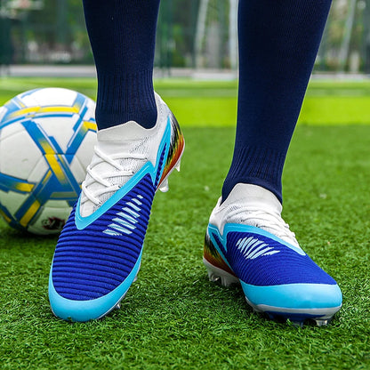 Football Shoes Men Quality Outdoor Training Soccer Boots Black White Long Spike Suitable for Teenager Boys Big Size